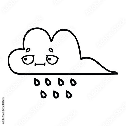 line drawing cartoon storm rain cloud