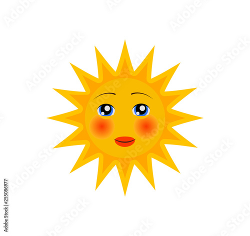 funny cartoon character of sun with ruddy cheeks