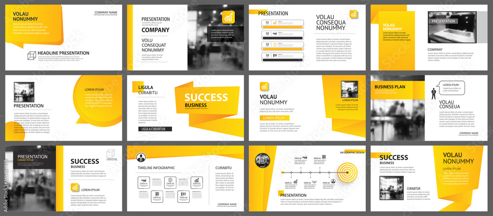 Presentation and slide layout template. Design yellow and orange ...