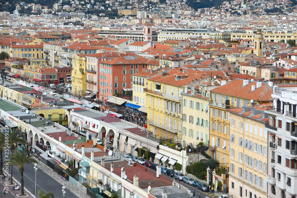 Nice, France. View on houses of French riviera