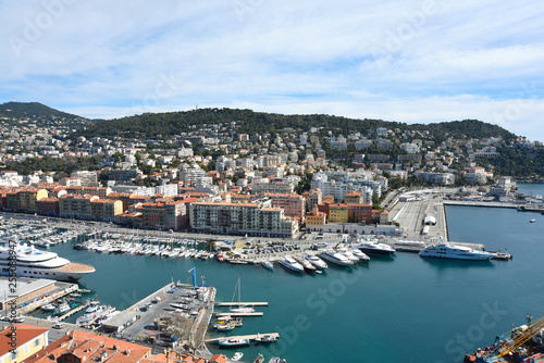 View on Nice port in France with yachts and boats
