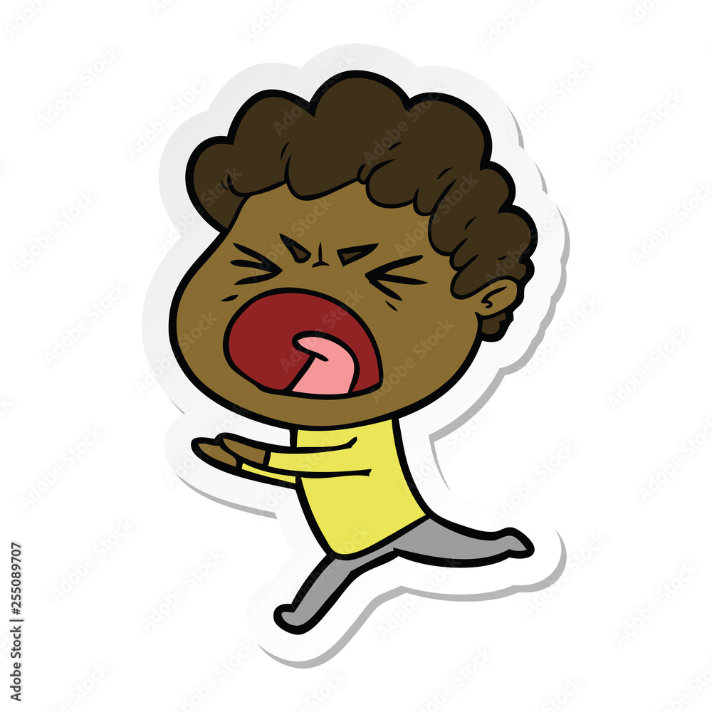 sticker of a cartoon furious man