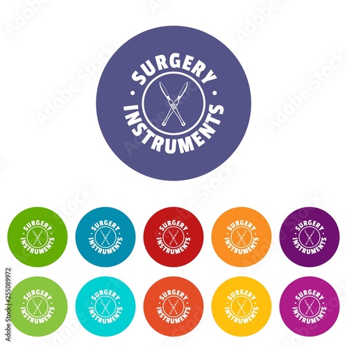 Surgery instrument icons color set vector for any web design on white background