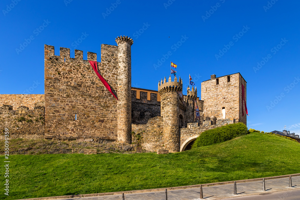Ponferrada, Spain. The walls and towers of the Templar fortress, XII - XV centuries