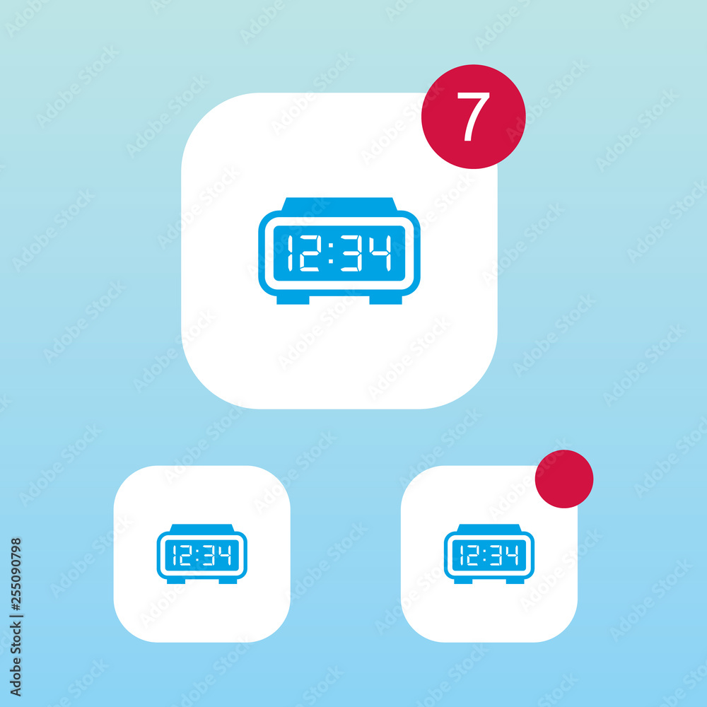 Digital Alarm Clock Icon With Notification Digital Alarm Clock Icon With Notification