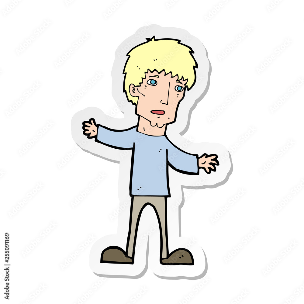 sticker of a cartoon worried man sticker of a cartoon worried man
