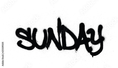 graffiti sunday word sprayed in black over white