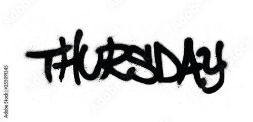 graffiti thursday word sprayed in black over white