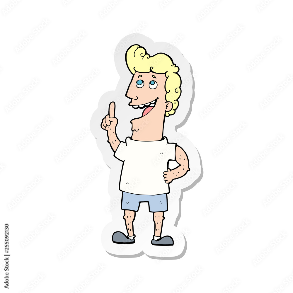 sticker of a cartoon happy man sticker of a cartoon happy man
