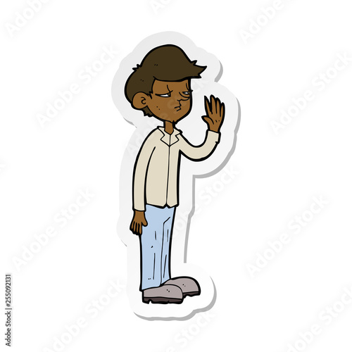 sticker of a cartoon arrogant boy