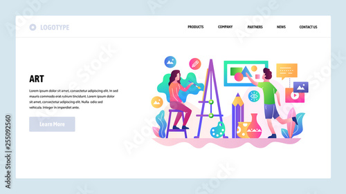 Vector web site design template. Art shcool, artist painting. Landing page concepts for website and mobile development. Modern flat illustration