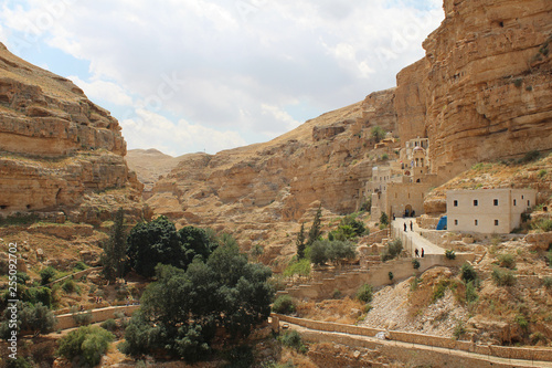 Saint George Koziba monastery near Jericho in Judean desert, nature,orthodox  monastery and landscape, Israel