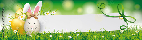 Golden Easter Eggs Hare Paper Green Ribbon Header