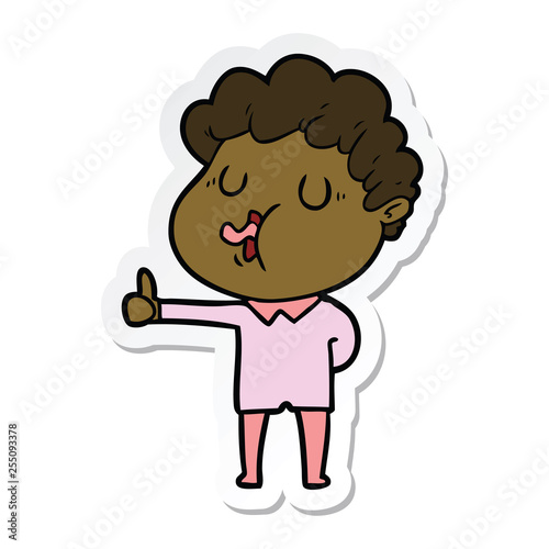 sticker of a cartoon man singing
