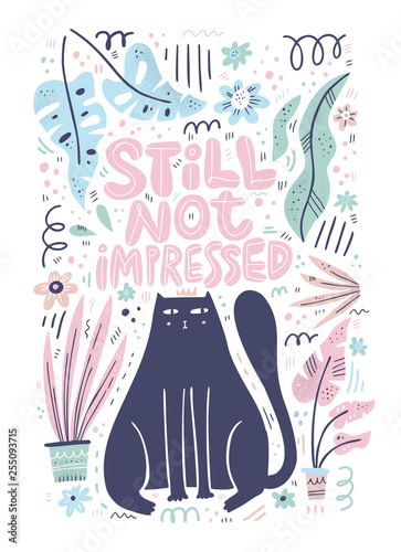 Cat flat hand drawn character
