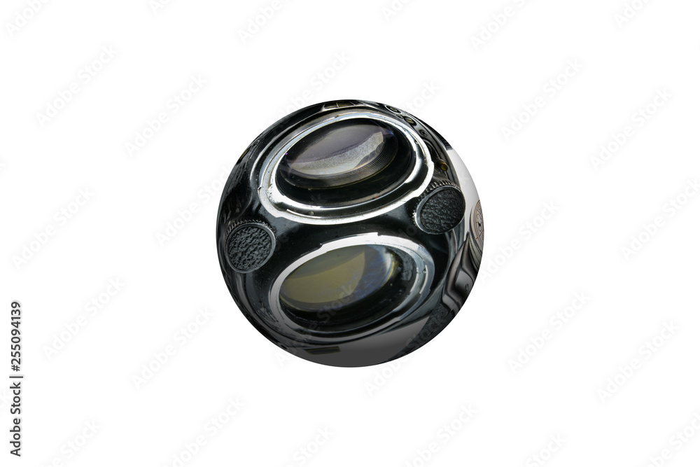 camera with ball isolated on white background camera with ball isolated on white background