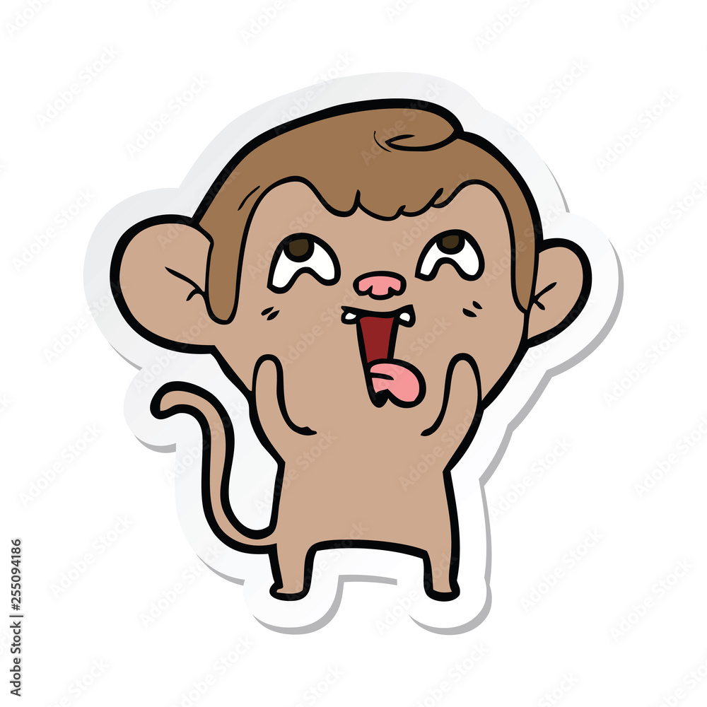 Fototapeta premium sticker of a crazy cartoon monkey