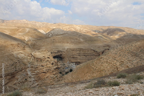 Saint George Koziba monastery near Jericho in Judean desert, nature,orthodox  monastery and landscape, Israel