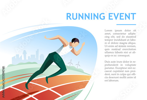 Running event. Sport and competition concept vector illustration