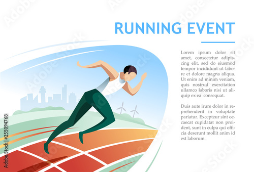 Running event. Sport and competition concept vector illustration