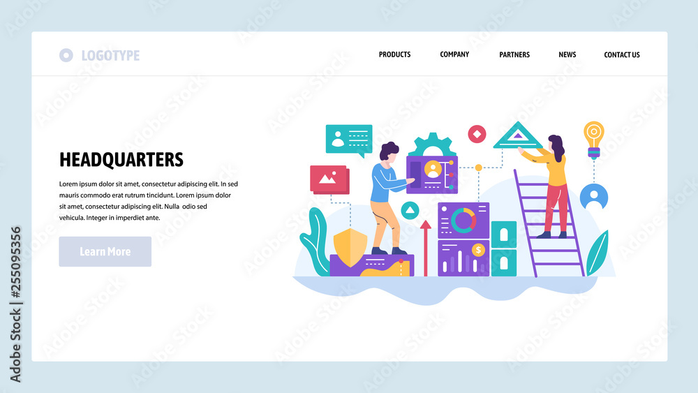 Vector web site design template. Teamwork and business project development. Landing page concepts for website and mobile development. Modern flat illustration