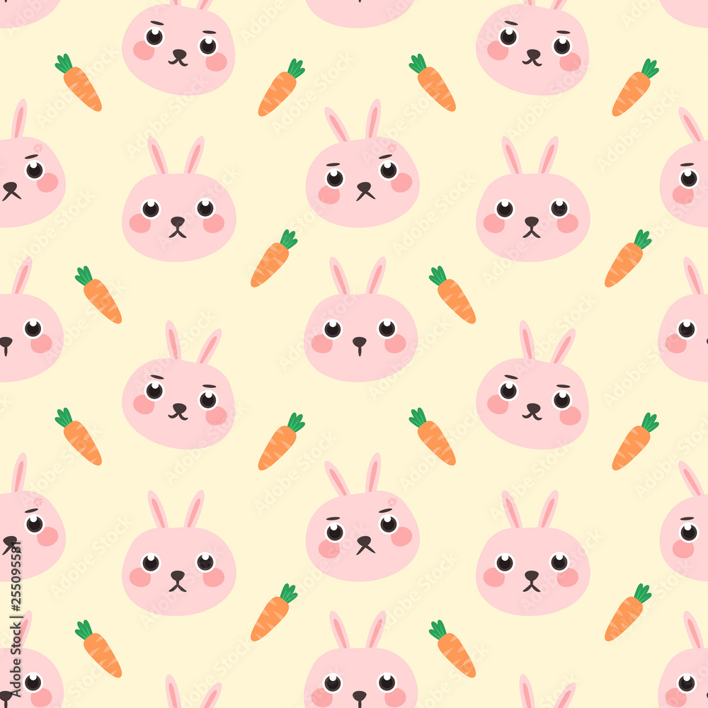 Fototapeta premium Seamless pattern pink rabbit
