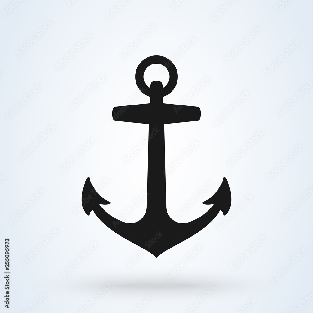 Anchor icon silhouette vector illustration. isolated on white ...