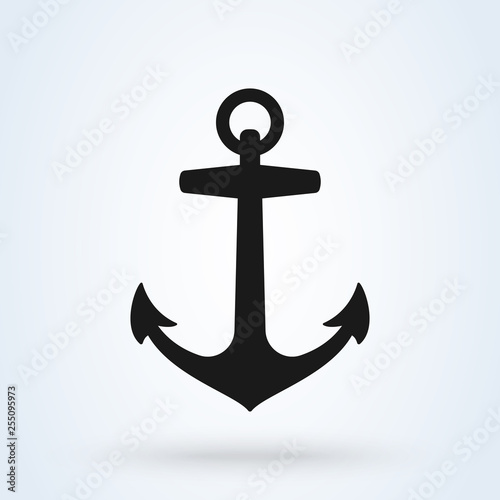Canvas-taulu Anchor icon silhouette vector illustration