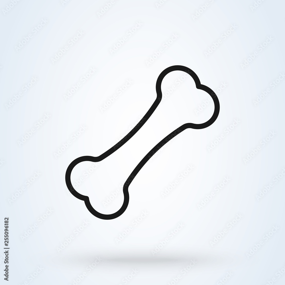 Silhouette bone vector icon. line art, isolated on white background Silhouette bone vector icon. line art, isolated on white background