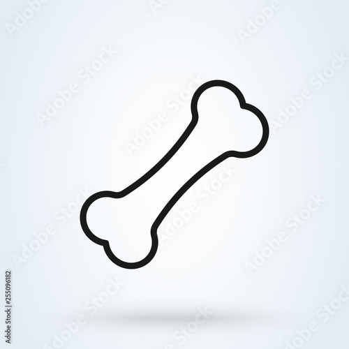 Silhouette bone vector icon. line art, isolated on white background