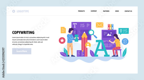 Vector web site design template. Media, press and journalist article, writer, copywriter, typography . Landing page concepts for website and mobile development. Modern flat illustration