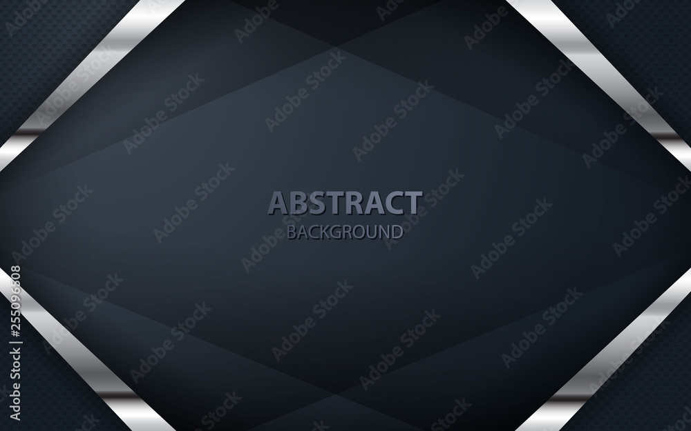 Abstract overlap black background. Realistic modern overlap layer with silver list. Futuristic background for cover, flyer, banner, etc. Abstract overlap black background. Realistic modern overlap layer with silver list. Futuristic background for cover, flyer, banner, etc.
