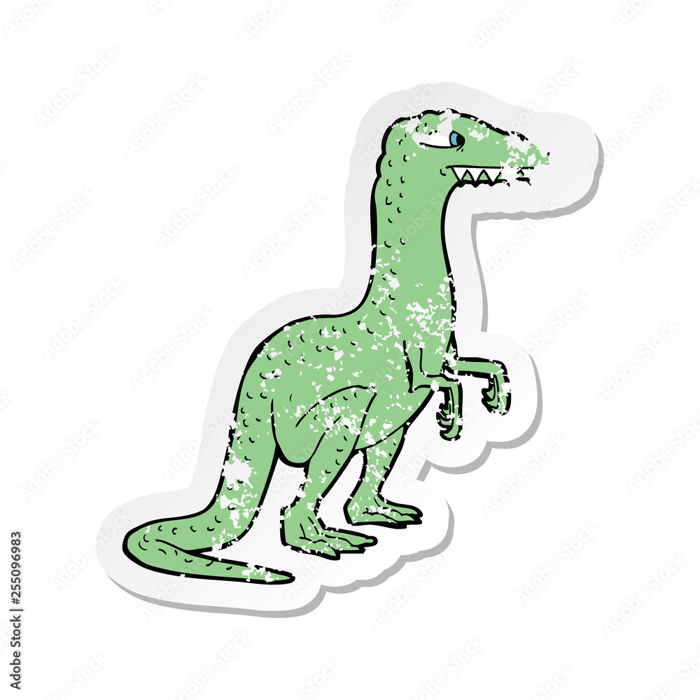 retro distressed sticker of a cartoon dinosaur retro distressed sticker of a cartoon dinosaur