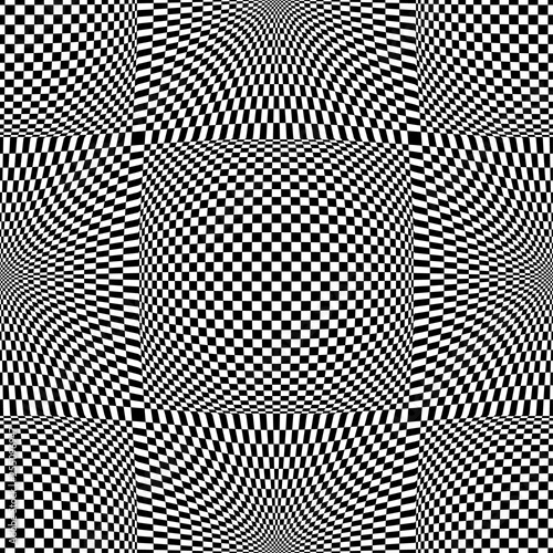Abstract vector seamless op art pattern. Monochrome graphic ornament