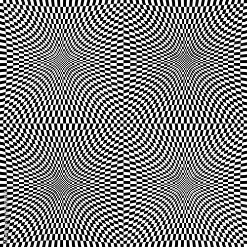 Abstract vector seamless op art pattern. Monochrome graphic ornament