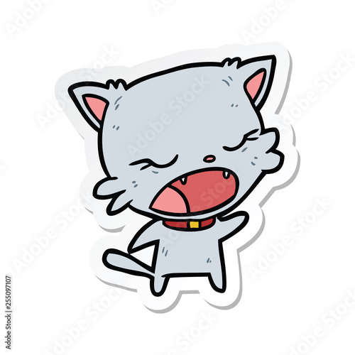 sticker of a cartoon cat talking