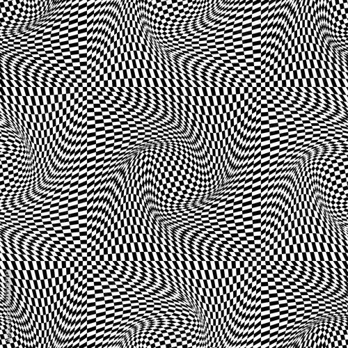 Abstract vector seamless op art pattern. Monochrome graphic ornament