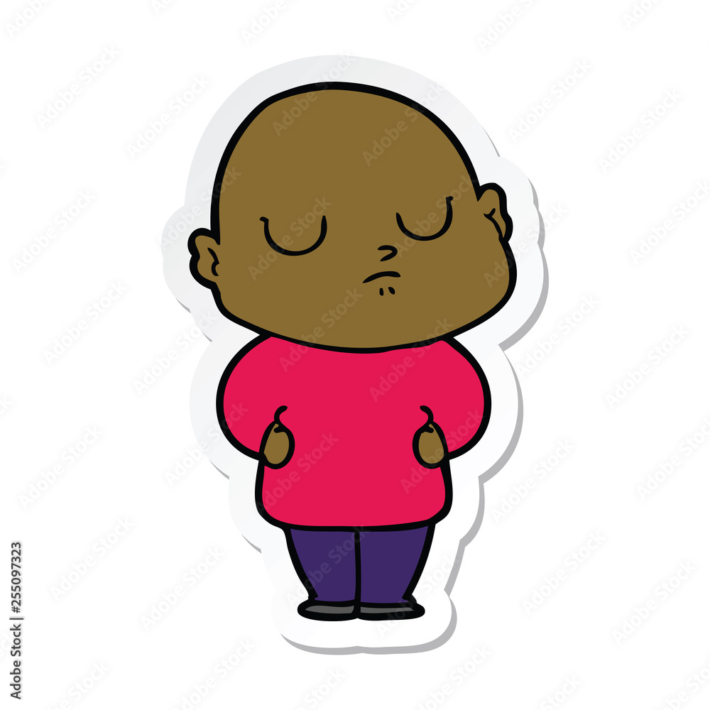 sticker of a cartoon bald man sticker of a cartoon bald man