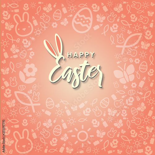 Konzept Ostern - Grußkarte mit Hasenohren und Happy Easter © Steffen Kögler