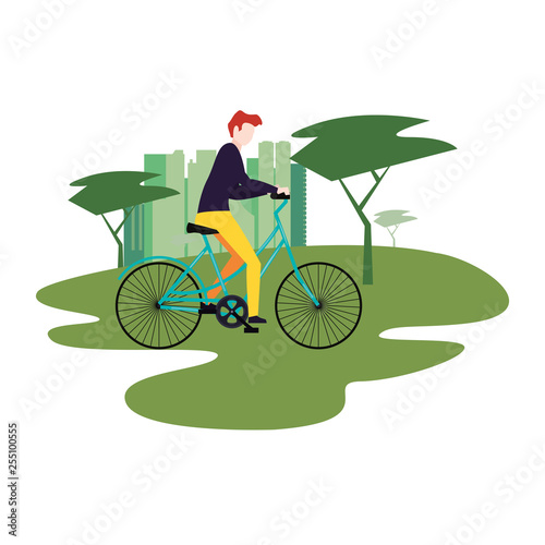 man riding bike