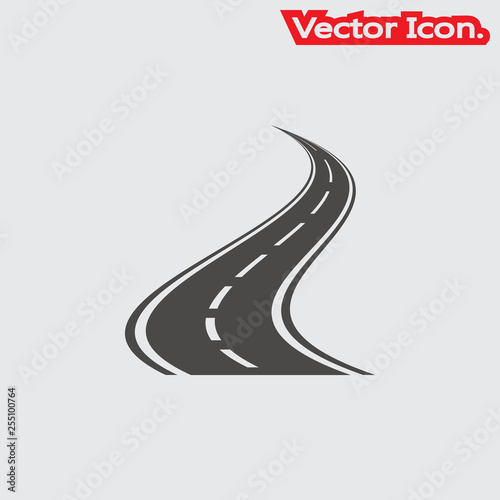 Road icon isolated sign symbol and flat style for app, web and digital design. Vector illustration.