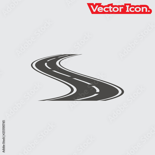 Road icon isolated sign symbol and flat style for app  web and digital design. Vector illustration.