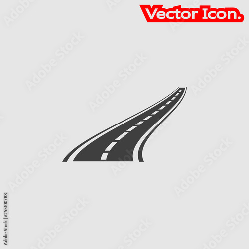 Road icon isolated sign symbol and flat style for app, web and digital design. Vector illustration.