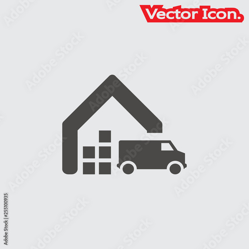 warehouse icon isolated sign symbol and flat style for app, web and digital design. Vector illustration.