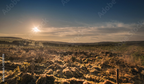 Panoramic landscape with a beautiful sunset in County Cork