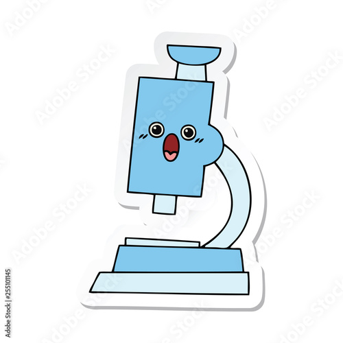 sticker of a cute cartoon microscope