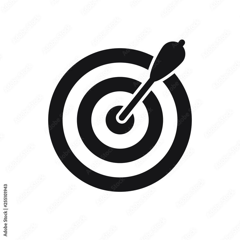 Successful shoot. Darts target aim icon on white background. Vector illustration. Successful shoot. Darts target aim icon on white background. Vector illustration.