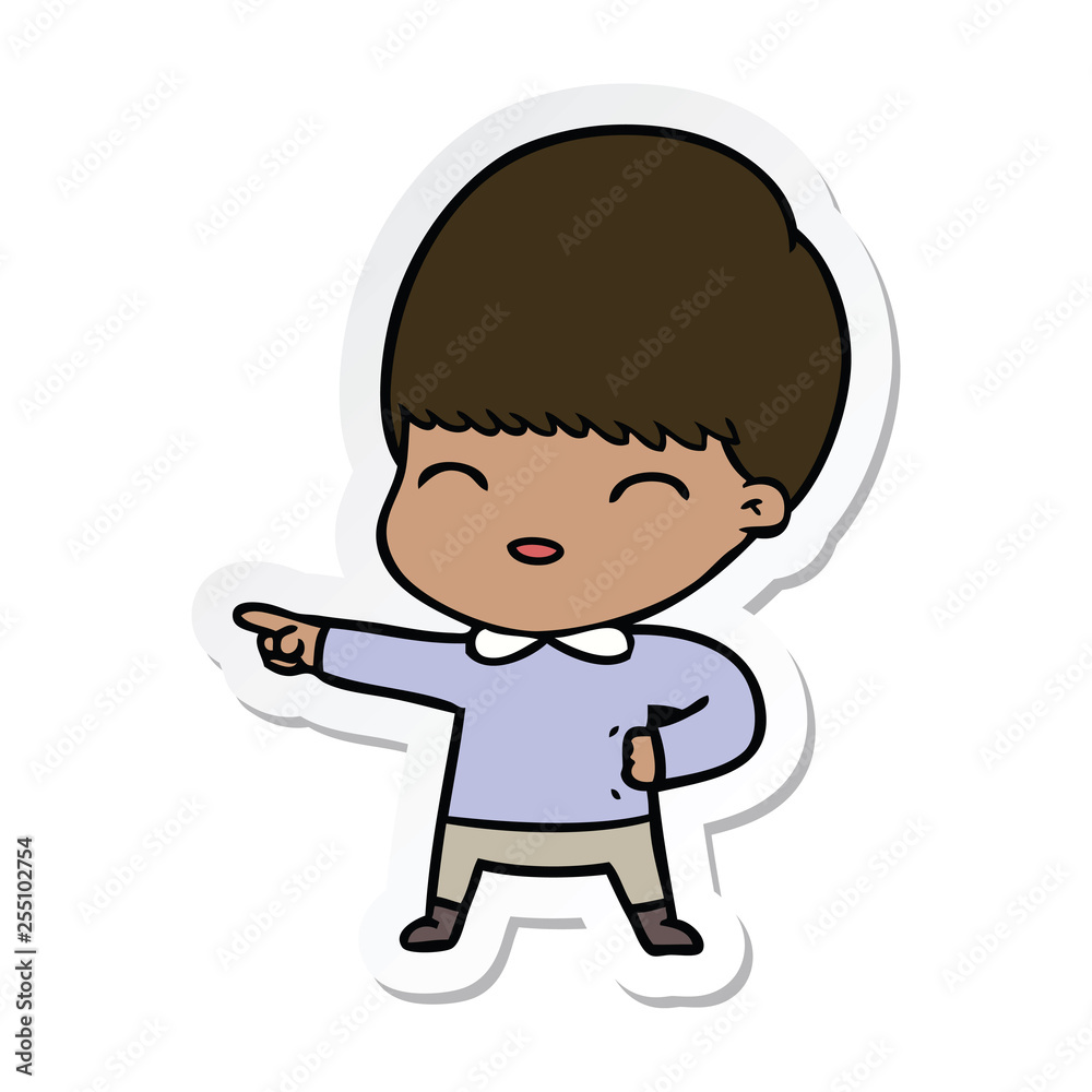 sticker of a happy cartoon boy sticker of a happy cartoon boy