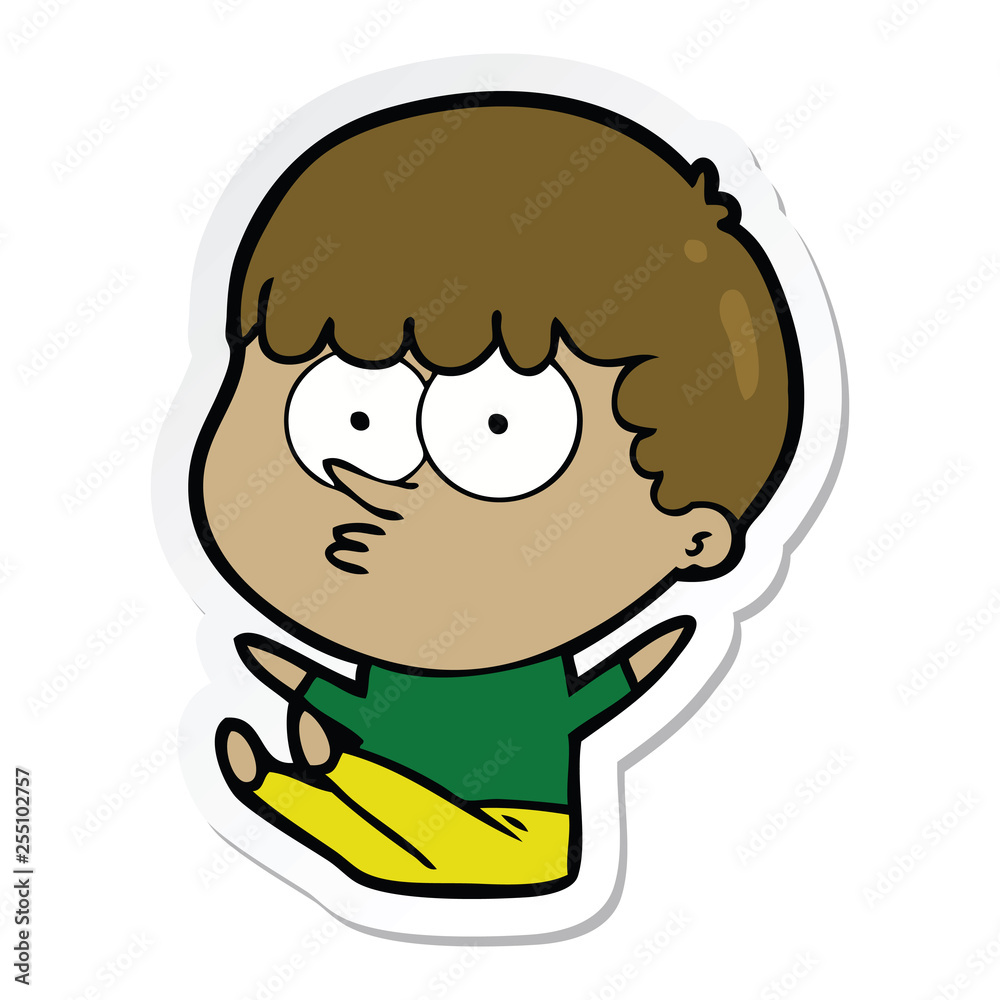 sticker of a cartoon boy sat waiting sticker of a cartoon boy sat waiting