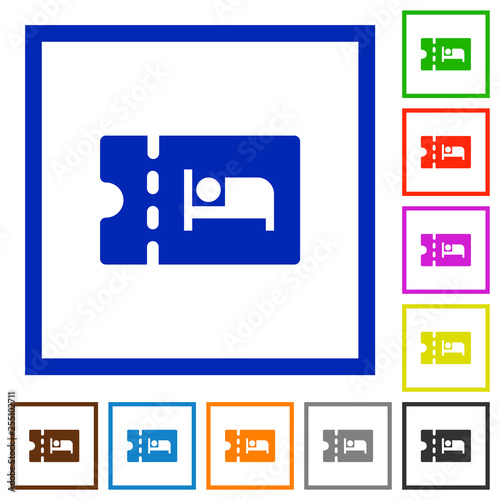 Accommodation discount coupon flat framed icons